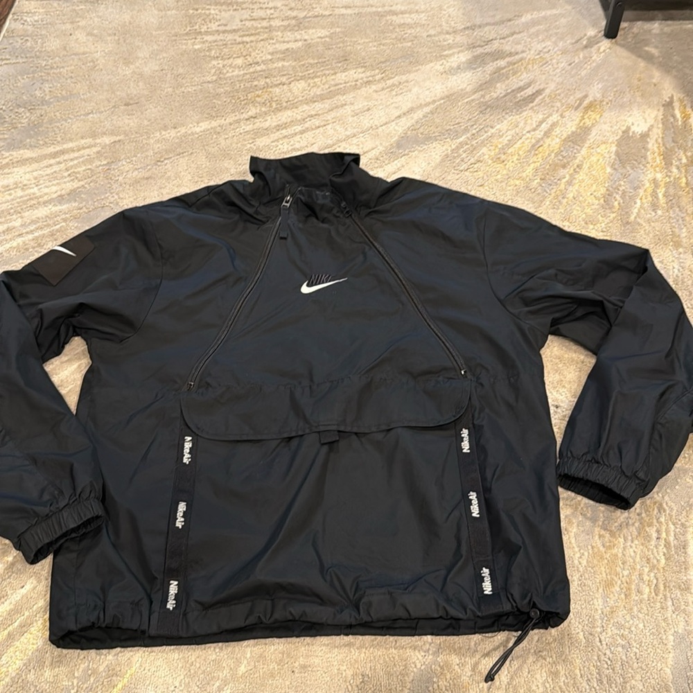 Black NIKE Air Men’s Jacket half zip center swoosh in GUC SIZE S